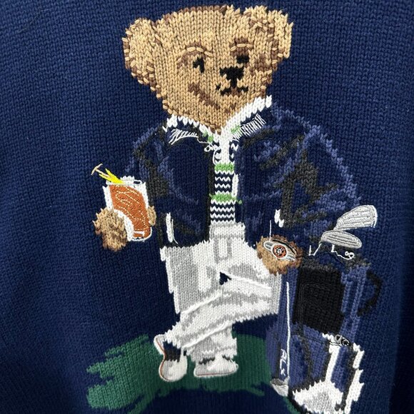 Ralph Lauren Blue Sweater with BearMotif - Picture 3 of 7
